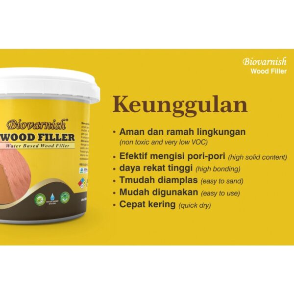 Dempul Kayu Jati dan Ramin Waterbased - Biovarnish Wood Filler 1,5kg - Image 5