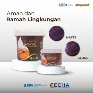 Top Coat Pernis Kayu Transparan Watebased - Biovarnish Clear Coat Gloss dan Matte 400gr